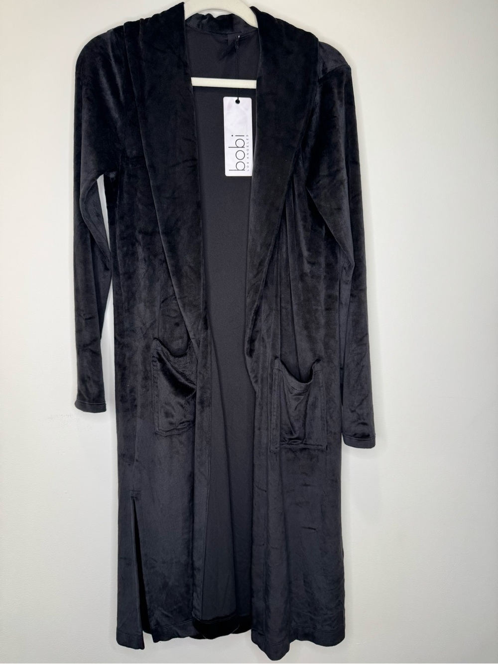 NWT ✨ bobi | REVOLVE Black Velvet Long Open-Front cardigan Small